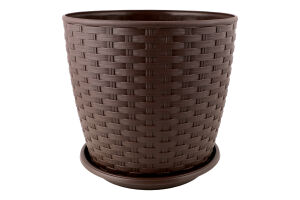 Горщик д/квітів Ротанг темно-коричневий з підставкою 20*18см арт114057 Алеана