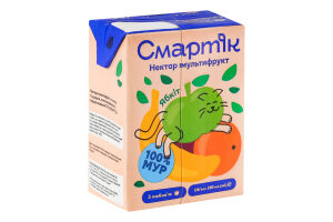 Нектар з м'якоттю та цукром гомогенізований та стерилізований мультифрукт Смартік т/п 200мл