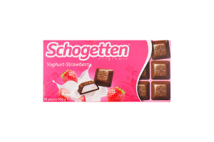 Шоколад молочный с начинкой из обезжиренного йогурта и клубники Schogetten к/у 100г