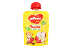 Пюре для дітей від 6міс фруктове Яблуко-банан-полуниця Milupa д/п 80г
