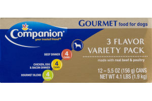 Companion Gourmet Food for Dogs Variety Pack - 12 CT