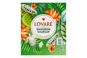 Чай зеленый мелкий с фруктами, лепестками цветов и ароматом саусепа Bahamian soursop Lovare к/у 32х1.5г