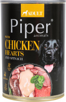 Корм д/собак з курячими серцями та шпинатом 400г ж/б Пайпер