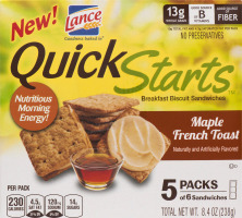 Lance Quick Starts Breakfast Biscuit Sandwiches Maple French Toast Packs - 5 CT