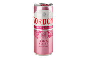 Напиток слабоалкогольный 0.25л 6.4% газированный с джином и тоником Premium Pink Gin&Tonic Gordon's ж/б
