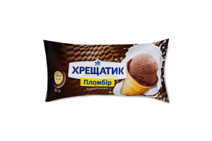 Морозиво 12% пломбір у вафельному стаканчику Шоколадний Золотий стандарт Хрещатик м/у 90г