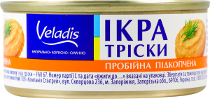 Икра трески пробойная подкопченная Veladis ж/б 100г