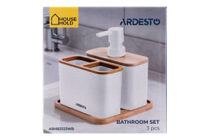 Набір д/ванної кімнати Minimalism білий поліпропілен/бамбук 3предмети Ardesto