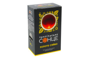 Чай чорний цейлонський байховий крупнолистовий фасований Золоте сяйво Трипільське Сонце к/у 80г