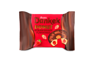 Тістечко Донат з полуничною начинкою у шоколадній глазурі 40г Ulker