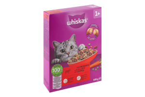 Корм сухий повнораціонний для дорослих котів З яловичиною Whiskas к/у 300г