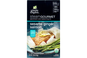 Simply Organic Steam Gourmet Parchment and Seasoning Kit Sesame Ginger Salmon