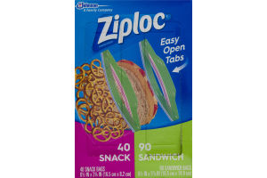Ziploc Easy Open Tabs Bags Variety Pack - 130 CT