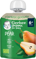 Пюре фруктовое для детей от 6мес пастеризованное Груша Organic Gerber д/п 80г