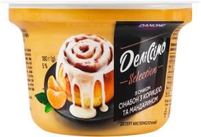 Десерт кисломолочний 5% з наповнювачем Зі смаком сінабон з корицею та мандарином Деліссімо Selection Danone ст 180г