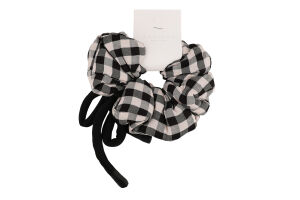 Резинка д/волосся Клітинка текстиль з принтом та бантом 13см