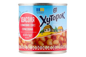Квасоля в томатному соусі стерилізована ТМ "Хуторок" 410г (425 мл)