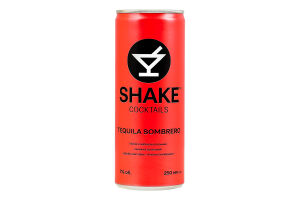 Напій слабоалкогольний 250мл 7% сильногазований Текіла Самбреро Cocktails Shake з/б