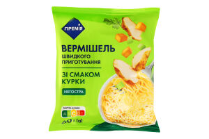 Вермішель швидкого приготування зі смаком курки негостра ТМ "ПРЕМІЯ"