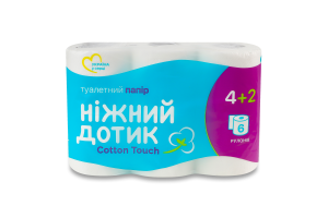 Папір туалетний 2-х шаровий 150 листів Cotton touch Ніжний дотик 6шт