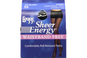 Leggs Sheer Energy Pantyhose B Jet Black Waistband Free