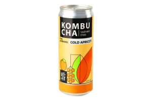 Напій бродіння фільтрований непастеризований з цукром Gold apricot Kombucha Vit-Fit з/б 0.33л