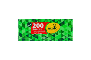 Серветки косметичні універсальні 2-х шарові 20х20см Ecolo 200шт