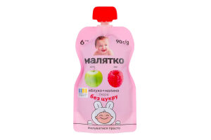 Пюре для детей от 6мес без сахара Яблоко-малина Малятко д/п 90г