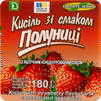 Кисель со вкусом клубники с яблочным концентрированным соком Золоте Зерно м/у 180г