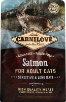 Корм д/котів з чутливим травленням Сенсетів енд Лонг хеір з лососем сухий 2кг Карнілав