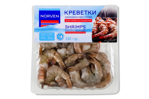 Креветки размороженные Norven б/г охл лоток 330г