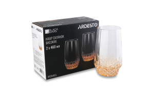 Склянка Black Mars Favola 460мл прозоро-золотиста скло висока 2шт Ardesтo