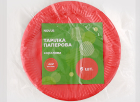 Тарілка паперова коралова d230мм Novus 6шт