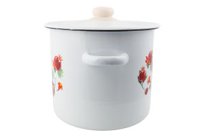 Каструля Гранат 7л емальована циліндрична з кришкою Idilia