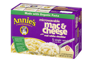 Annie's Homegrown Microwavable Mac & Cheese With Real White Cheddar - 5 CT