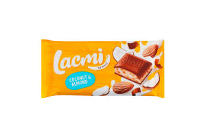 Шоколад молочний з мигдалем, кокосовим кремом та рисовими кульками Coconut&Almond Lacmi Roshen м/у 84г