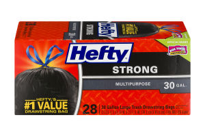 Hefty Strong Multipurpose Large Drawstring Trash Bags - 28 CT