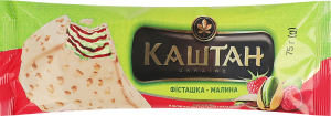 Мороженое со вкусом фисташки с наполнителем малина в белой кондитерской глазури Фисташка-малина Каштан м/у 75г