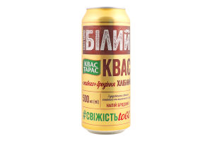 Напій бродіння хлібний пастеризований газований Білий Квас Тарас з/б 500мл