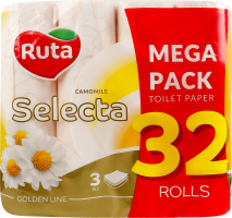 Бумага туалетная 3-х слойная Camomile Selecta Ruta 32шт