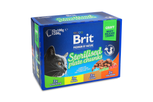 Корм д/стерилізованих котів Стерильна тарілка 4смаки 12*100г пауч Бріт Преміум