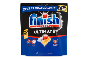Средство для мытья посуды в посудомоечных машинах Лимон Ultimate Powerball Finish 27шт