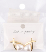 Сережки-гвіздки жовтий метал з камінцями та штучними перлами в асортименті ZBYK250513110