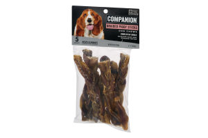 Companion Dog Chews Braided Piggy Sticks - 5 CT