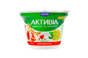Бифидойогурт 2.2% c бифидобактериями Actiregularis с наполнителем Клубника-злаки Активіа ст 180г