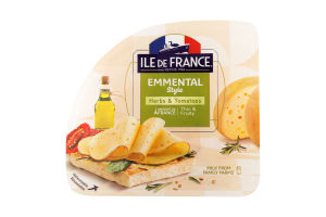 Сыр полутвердый Эмменталь с травами и томатами Ile De France лоток 150г