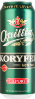 Пиво 0.5л 4.2% світле пастеризоване Koryfei Export Opillia з/б