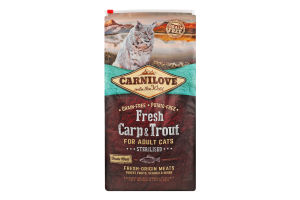 Корм д/стерилізованих котів Фреш з коропом та фореллю сухий 6кг Карнілав