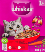Корм сухий повнораціонний для дорослих котів з яловичиною Whiskas к/у 800г