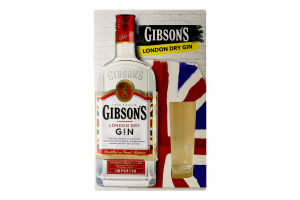 Джин London Dry 37,5% 0,7л+бокал коробка Gibson's
